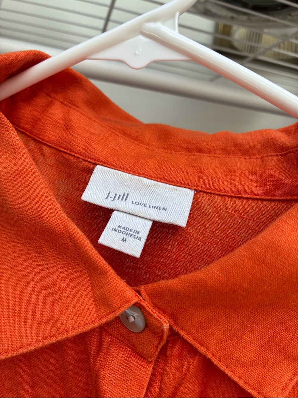J Jill Women’s Button-Front Orange Midi Dress w/ pockets - Picture 5 of 5